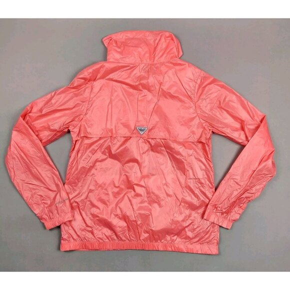 Columbia Womens Full Zip PFG Windbreaker Omni-Shield Jacket Cowl Neck Sz M Pink - Picture 11 of 16